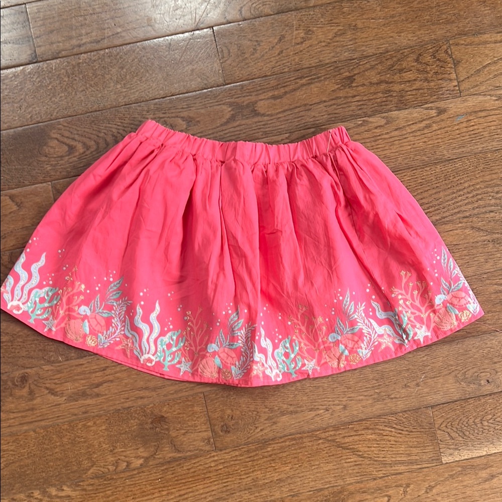 Coral Skirt with Floral Design